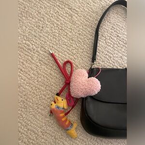 Cute dog purse charm with pink heart